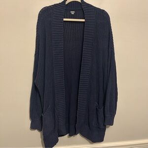 Aerie 100% Cotton Oversized Blue Knit Cardigan Sweater Sz L/XL fits XXL